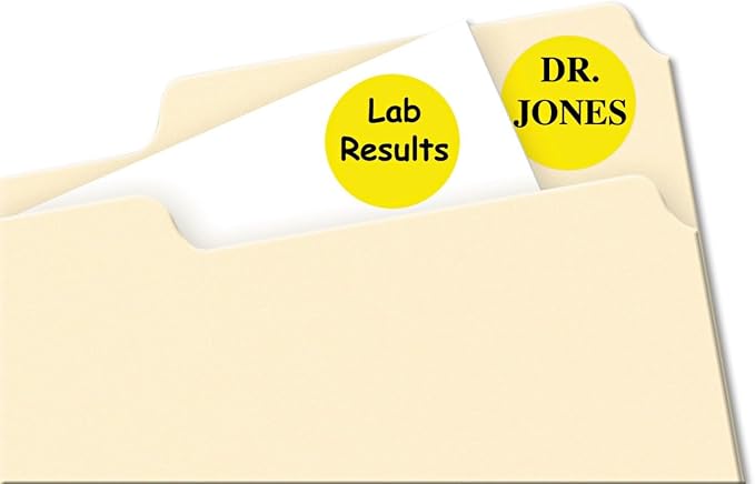 Printable Self-Adhesive Removable Color-Coding Labels, 0.75" dia, Yellow, 24/Sheet, 42 Sheets/Pack, (5462), Sold as 2 Pack