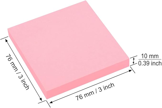 ZCZN 400 Sheets Pop-up Sticky Notes, 3 x 3 Inches, 4 Pads Bright Color Self-Stick Notes, 100 Sheets/Pad, Pink