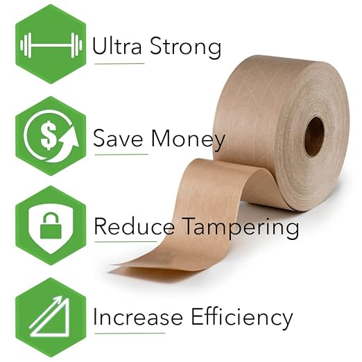 CURBY IPG Water-Activated Tape, 2.83" x 100M Refill Roll (4-Pack), Tan (CBIWAT)