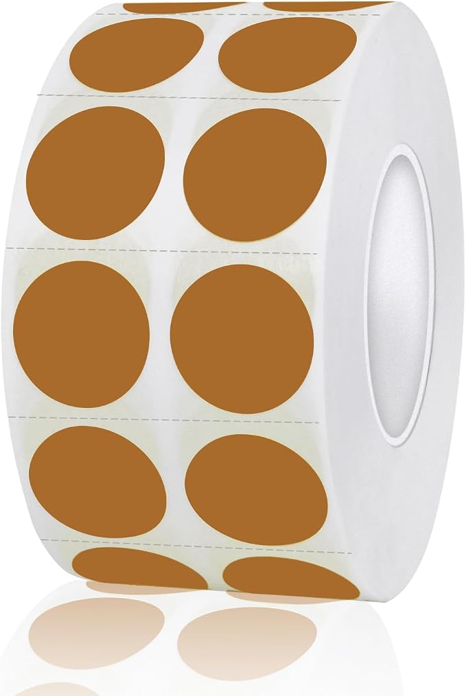 1/2 Inch Round Colored Stickers, 2000PCS Permanent Sticky Dots Color Coding Labels with Perforation Line, Brown Sticker Dots