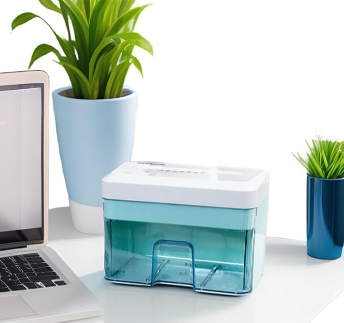 Generic Desktop Mini Paper Shredder Micro Cut, Electric Small Paper Shredder for Home Office Use,Cross Cut Mini Paper Shredder for Desk White Portable