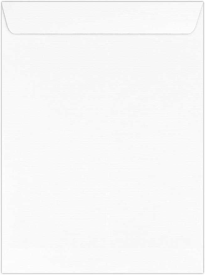 LUXPaper 9 x 12 Open End Envelopes | Peel & Press | White Linen | 80lb. Text | 1,000 Qty