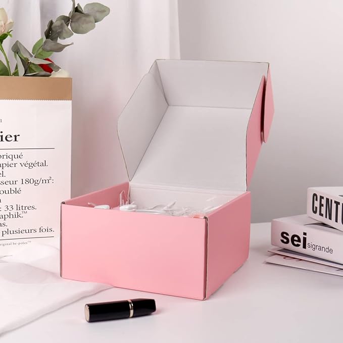 Pink Shipping Boxes Medium, 8x8x4" 20 Packs Mailing Packaging Boxes, Cardboard Mailer Boxes for Small Business Packing
