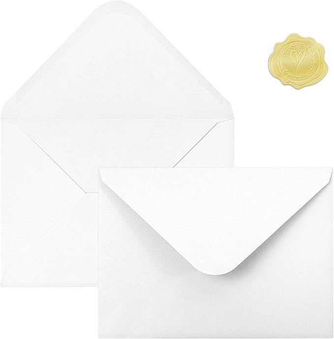 50 PCS White Colorful A7 Envelopes,5x7 Envelopes for Invitations | 5x7 Envelopes with Stickers, V Flap, card envelopes, for Invitations, Wedding Invitation, Birthday, Baby Shower, Graduation