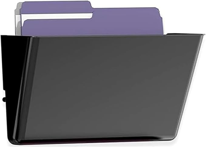 MINDEPOT 1 Pockets Acrylic Wall File Organizer, Wall File Holder Black