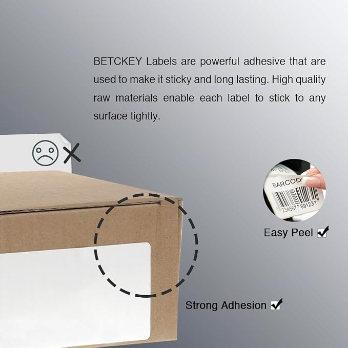 BETCKEY - 4" x 3" (102 mm x 76 mm) Thermal Labels, [16 Roll/8000 Labels] | Perforated, Strong Adhesive, Compatible with Zebra & Rollo Label Printer