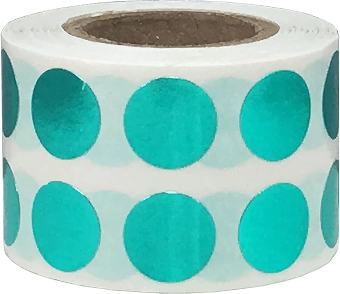 Metallic Green Circle Dot Stickers, 1/2" Inch, 1000 Labels per Roll - Ideal for Organizing, Decorating, Labeling and Crafting in Homes, Schools, and Office Use