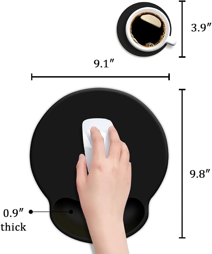 DOOKE Ergonomic Mouse Pad with Wrist Support,Wrist Pad with Coaster Non-Slip Rubber Base for Computer,Laptop,Home Office Gaming,Working,Easy Typing & Pain Relief,Black