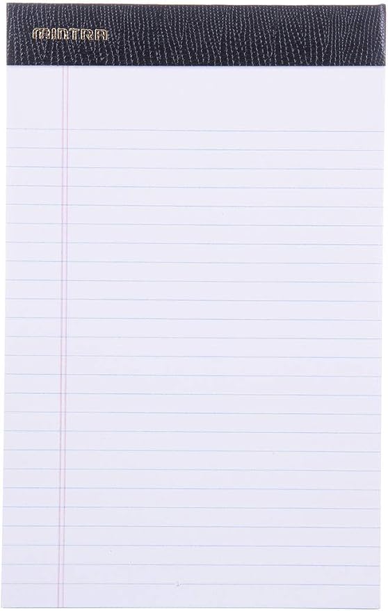 Mintra Office White Legal Pads – Ruled Notepads and Micro-Perforated Sheets, Ideal for Writing, Note-Taking & Creativity, Office, or Professional Use, Premium Pad 6 pack, 5"x8" (Narrow Ruled)