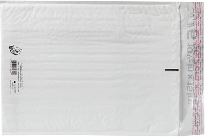 Duck Brand #5 Poly Bubble Mailer, 10.5" x 15", White, 25-Pack