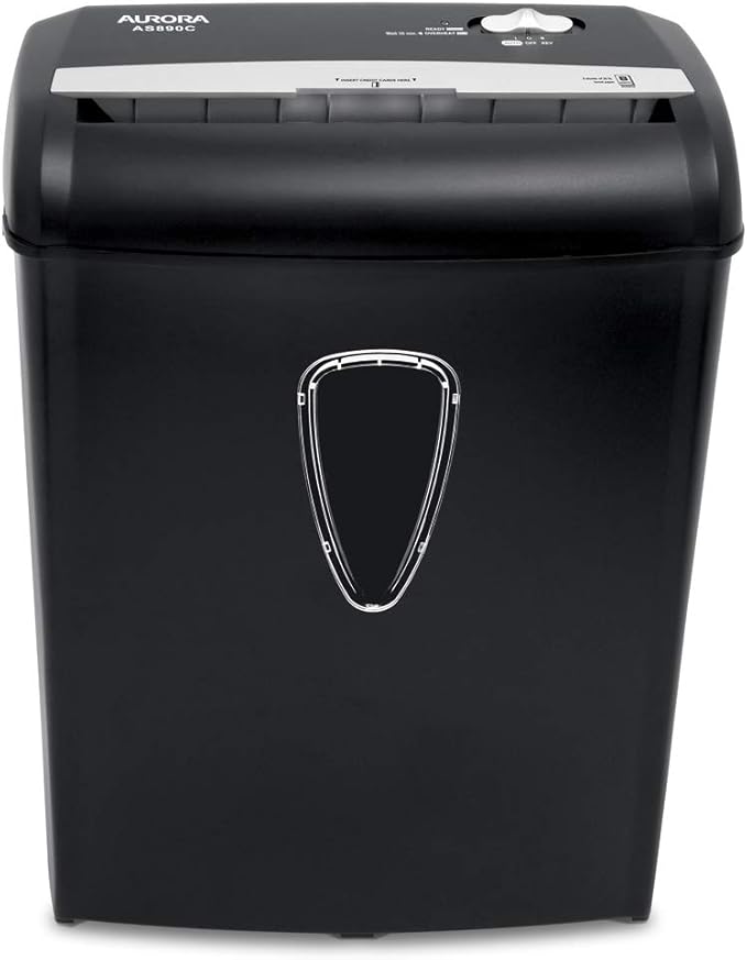 Aurora AS890C 8-Sheet Cross-Cut Paper/Credit Card Shredder with Basket
