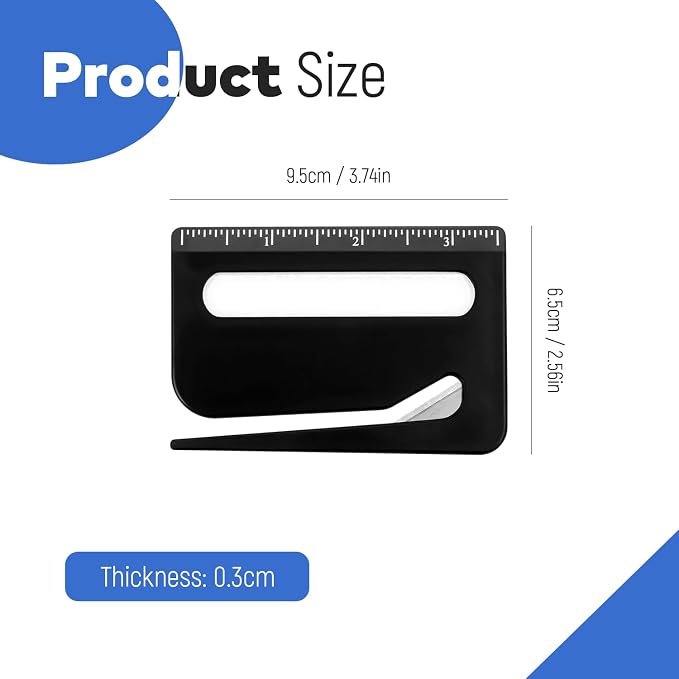 3 Pack Letter Opener Envelope Slitter, Credit Card Sized Mail Opener with Hidden Blade, Built in Ruler & Magnifier, Slim Envelope Cutter for Home Office Travel | Lightweight; safe; comes with a ruler and magnifying glass; smooth, comfortable surface; e...