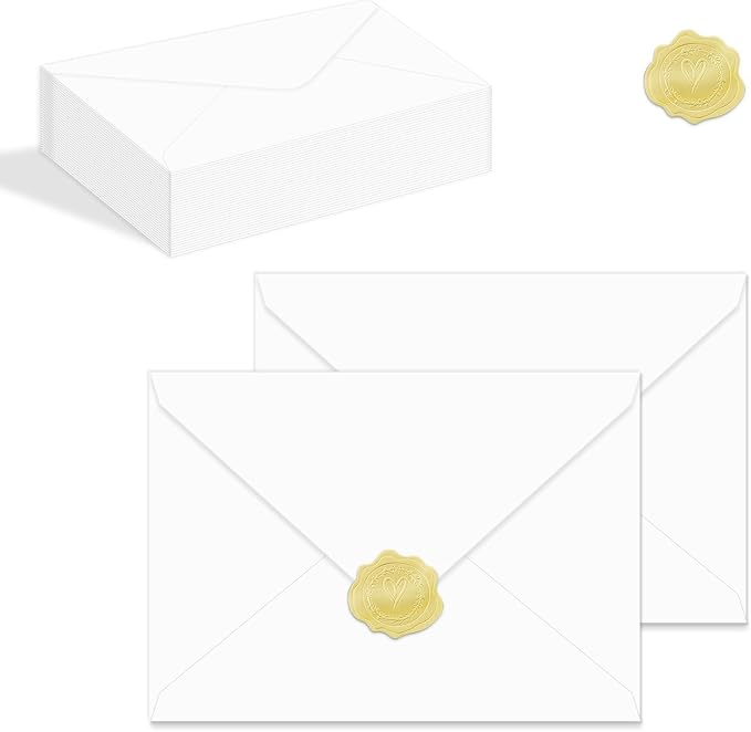 A2 White Envelopes Thick 4.375"x5.75" Invitation Envelopes 30pk | V-Flap,150GSM Premium Paper,Protecting Privacy,for 4x5 Photos,Cards,Birthday,Party,Announcements,Baby Shower,with Stickers