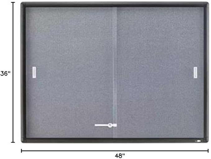 Quartet Bulletin Board, 4' x 3' Enclosed Fabric Notice Board, Lockable Sliding Doors, Graphite Frame (2364S)
