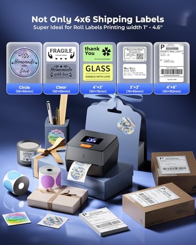 Phomemo D420D Shipping Label Printer & Packs of 250pcs 4x6 Thermal Labels