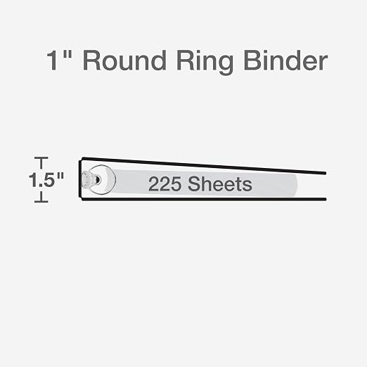 Cardinal 3 Ring Binders, Binders for School and Office, Durable 1 Inch, Round Rings, Holds 225 Sheets, ClearVue Presentation View, Non-Stick, Two-Tone Pastel Interiors, 4 Pack (1002479)