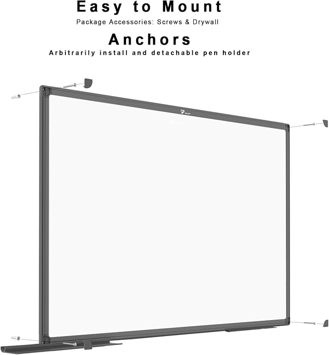 TOWON Magnetic Dry Erase Board 72x48 in, Aluminum Frame, Black Border | XL white board wall mounted with markers, pen tray, magnets and cleaning wipe for presentations