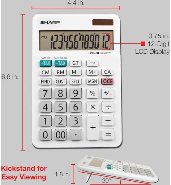 Sharp EL-334WB Business Calculator, White 4.0