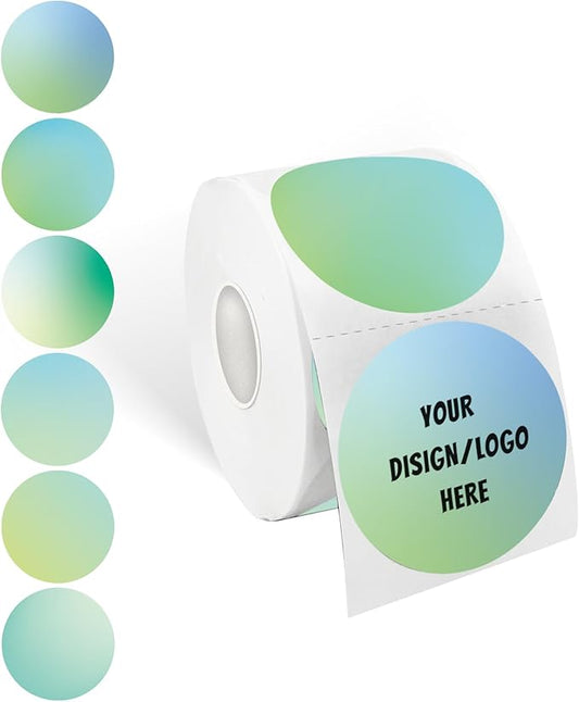 2 Inch Green Round Thermal Stickers - Multi-Purpose Direct Thermal Labels for DIY Logo Design, QR Code, Name Tags (600 Labels, 1 Roll)