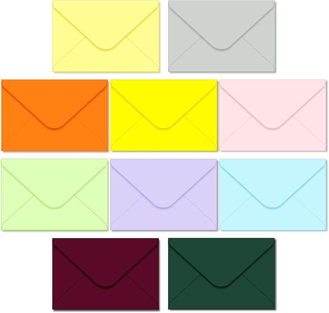 150 Packs of Gift Card Envelopes, 10 colors Mini Envelopes, Gift Card Holder, Business Card Envelopes(4"x2.75") (Multicolor)