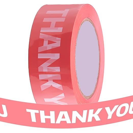 Designer Cute Packing Tape, Colorful Printing Shipping Tape, Carton Decorative Tape for Sealing Boxes, Thank You - Pink, 1.77" x 110 yd