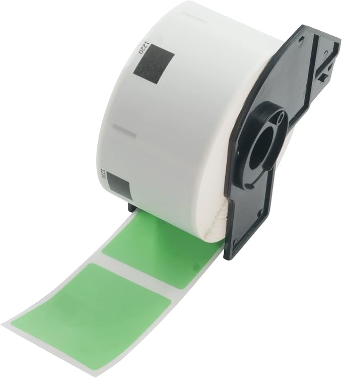 BETCKEY - White Food Labels Replacement for Brother DK-1220 (1.5 in x 1.8 in), Compatible with Brother QL Label Printers [1 Rolls/620 Labels, Green]