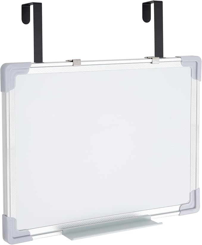 24 x 20 Inch Over the Door Whiteboard Hanging Dry Erase Board for Door 4 Adjustable Heights Aluminum Frame Small White Board for Dorm Home Office Cubicle Wall, Horizontal Vertical Installation