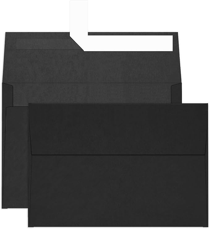 100 Pack A4 Black Envelopes 4x6 Self Seal, Goefun 120 GSM Printable 4.25 x 6.25 Black Invitation Envelopes for 4x6 Cards, Graduation, Wedding Invitations, Photos, Baby Shower, and Various Holidays
