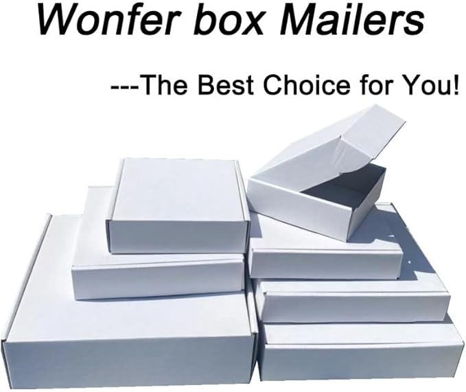 50 Pack, Small Shipping Box,9x6x2'',Corrugated Mailer,Wonfer Cardboard Box, White