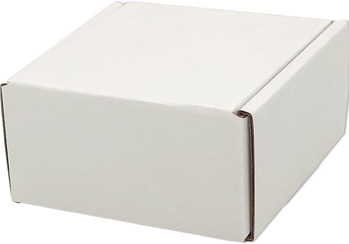 4x4x2 Shipping Boxes Set of 25, White Mailer Corrugated Cardboard Box | for Packaging, Literature, Packing, Mailing, Storage, Small Business, Moving, Gift, Supplies, Quick Fold, Tab Locking