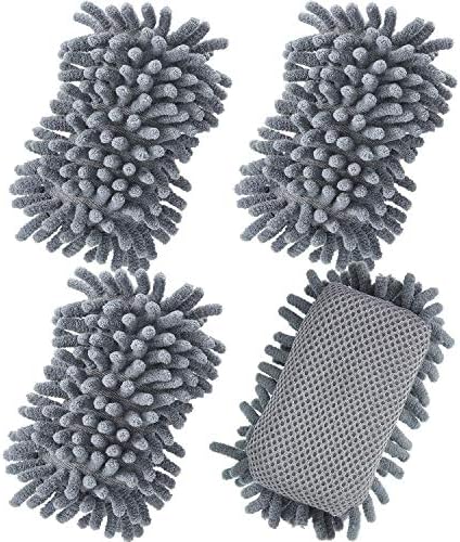Zonon 4 Pcs 5" x 3" Dry Erase Eraser, Gray | Microfiber Shag Washable Whiteboard Erasers for Markers and Chalk, Reusable Board Cleaners, Classroom Office Home Use