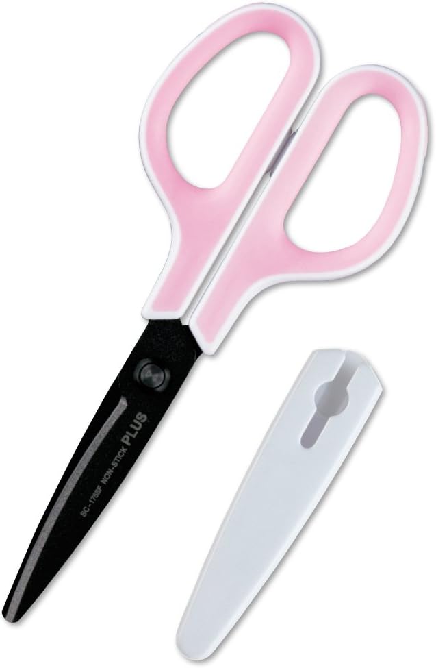 Plus Scissors SC-175SF Fit Cut Curved Fluorine Coated Memory Foam Grip White/Pink 34-547