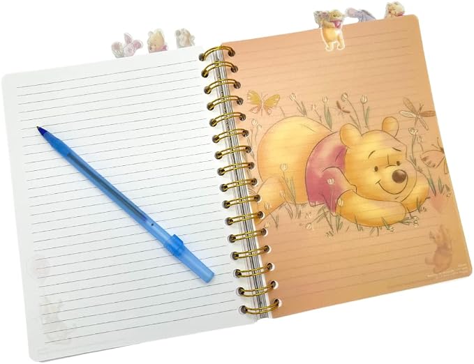 Disney Winnie the Pooh Tab Journal Notebook, Spiral Bound, 144 Lined Pages, 8 x 7 inches