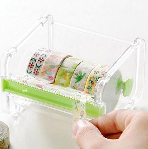 Leoyoubei Transparent Desktop Tape Machine Tape Cutting Machine,Mini Tape Storage Box Double Zigzag Office/School/Family Tape Separator (excluding Tape)