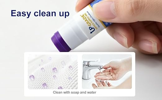 Upgrade Office Supply Glue Sticks, 6g, 12 Count, Purple Goes On Dries Clear | Acid-Free, Washable Non Toxic, for Classroom, Home, Office, Art, Craft and Poster Projects