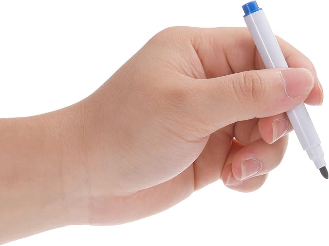 PATIKIL Dry Erase Marker Pens Dark Blue Ink Point with Eraser Cap 30Pcs | Marker Pens with Eraser Cap for Office Home Classroom, White Pen Rod