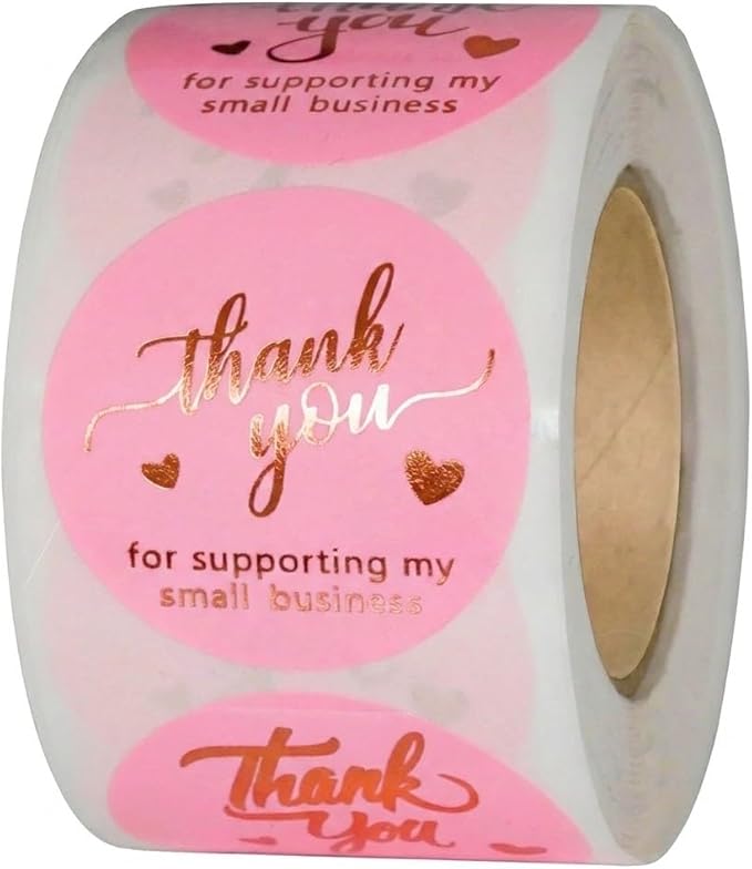 500 Pcs 1.5 Inch Pink and Rose Gold Thank You Stickers for Small Business, Small Business Packaging, Self-Adhesive & Waterproof Stickers with Beautiful Designs, Strong and Durable Envelope Seals