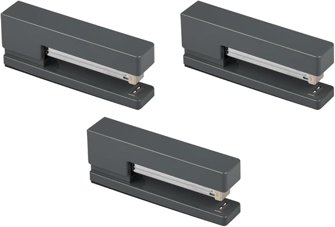 JAM PAPER Modern Desk Stapler - Grey - 3/Pack
