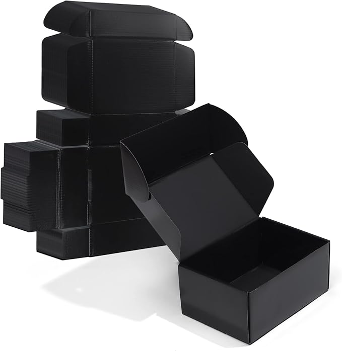 ZBEIVAN 9x6x4 Black Small Shipping Boxes, 20 Packs Corrugated Cardboard Mailer Boxes for Packaging Small Business Mailing Gifts Wrap Boxes with Lids