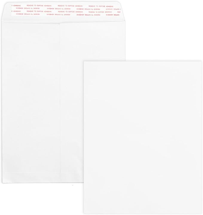 Goefun 100 Pack 10x13 White Catalog Envelopes Self Seal | 100GSM Paper, Large Manila Envelopes, For Mailing, Organizing and Storage