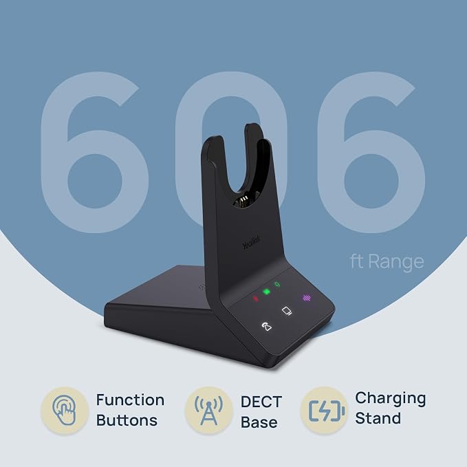 Yealink WH64 Dual DECT & Bluetooth Wireless Headset for Phone PC Cellphone | Teams Certified Stereo Headphones, 606ft Long Range, 3X Noise Canceling Mic, 32H Talk Time, Busylight for Office Call Center