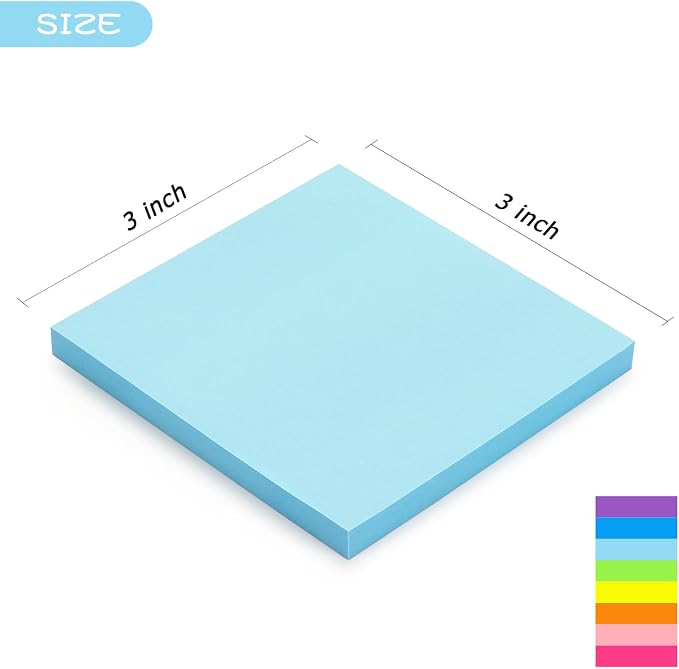 Early Buy Sticky Notes 3 in x 3 in, 8 Bright Color 8 Pads, 55 Sheets/Pad | Bright Color Self-Stick Note For Daily Reminders, Home, Office