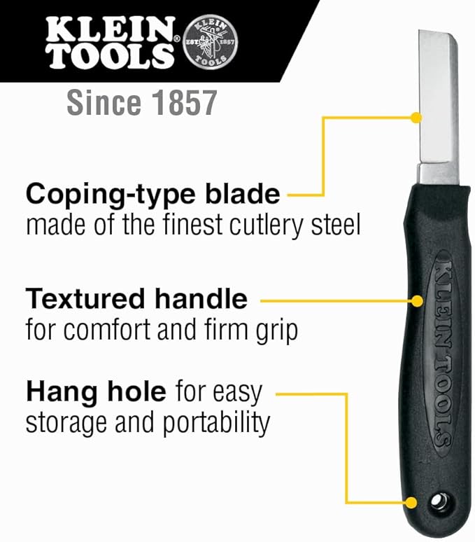 KLEIN TOOLS 44200 Cable Splicers Knife, Heavy-Duty Handle, Cutlery Steel Blade