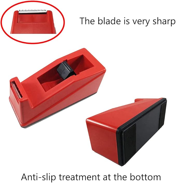 DBKMPZ Classic Desktop Tape Dispenser,1 in Core,Non-Skid Base - with 1 Premium Rolls Invisible Clear Tape, Perfect for Office, Home, School (Red)