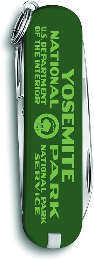 Victorinox Classic SD Swiss Army Knife, Compact, 7 Functions, Swiss Made Pocket Knife with Small Blade, Screwdriver and Key Ring - Yosemite National Park
