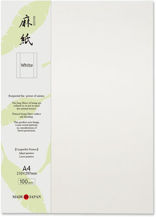 Japanese Rice Paper Printable A4 Size Paper (100 Sheets), Multipurpose Copy Paper for Laser and Inkjet Printers, Made in JAPAN, White