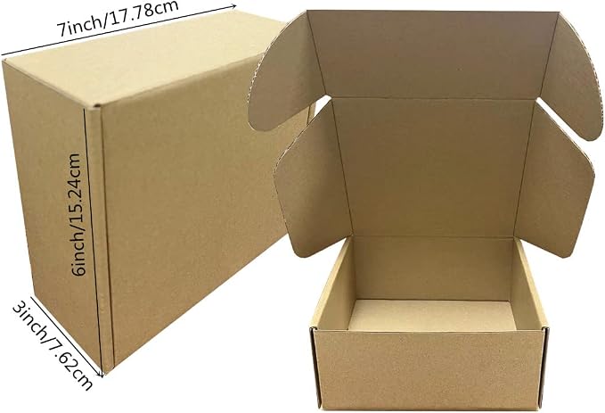 7x6x3 inch Shipping Boxes Pack of 25, Brown Corrugated Cardboard Mailer Box | Kraft Mailer Box for Packaging and Shipping Small Business, DIY Cardboard Mailing Box for Birthday Wedding Party Gift Giving