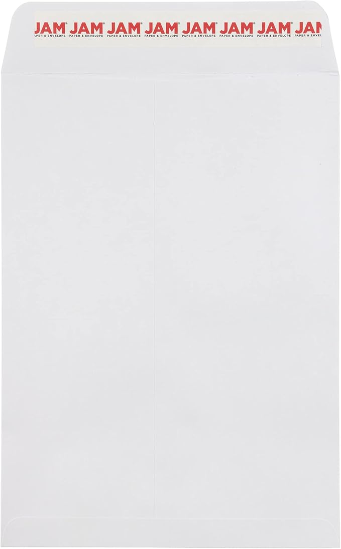 JAM PAPER 7 1/2 x 10 1/2 Open End Commercial Envelopes with Peel and Seal Closure - White - Bulk 250/Box