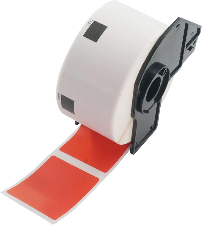 BETCKEY - White Food Labels Replacement for Brother DK-1220 (1.5 in x 1.8 in), Compatible with Brother QL Label Printers [1 Rolls/620 Labels, Red]