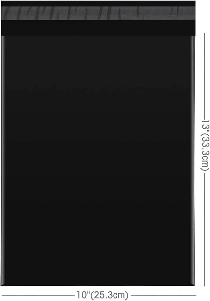 Fuxury 10x13 200 Pcs Black Poly Mailers Shipping Envelopes, Self-Sealing Envelope, Boutique Custom Bags, Enhanced Durability Multipurpose Envelopes, Keep Items Safe & Protected